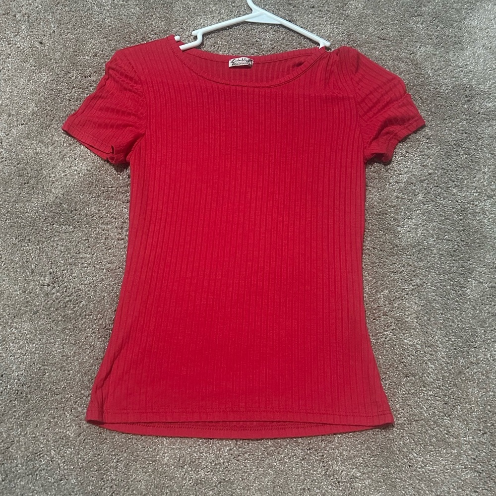 Free People Ribbed Short Sleeve Top